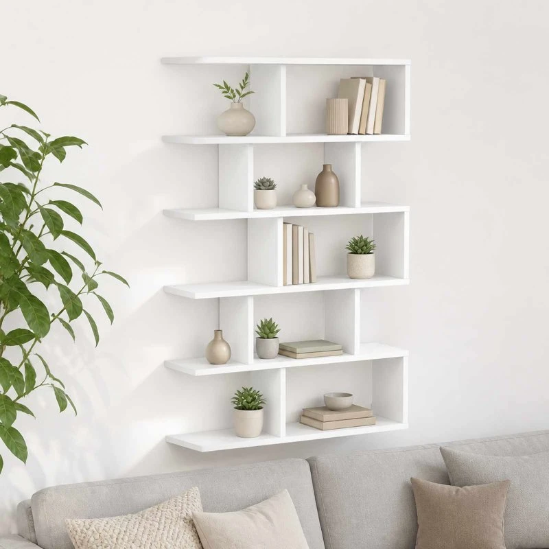 vidaXL Væghylde Hvid 70 x 17 x 101 cm i konstrueret træ