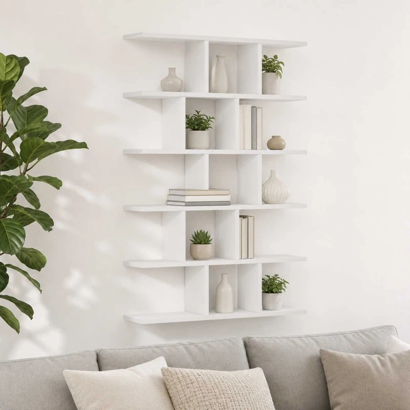 vidaXL Væghylde Hvid 70 x 17 x 101 cm i konstrueret træ
