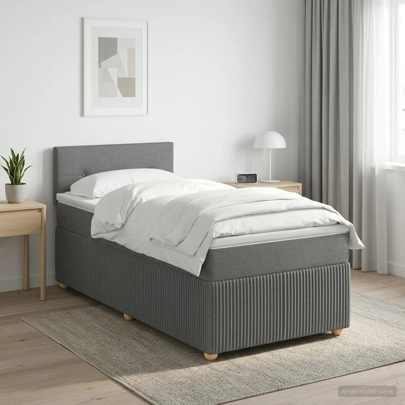 vidaXL Boxmadras med topmadras, Mørkegrå, 90 x 190 cm