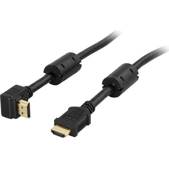 Deltaco vinklet HDMI-kabel 2m - Sort
