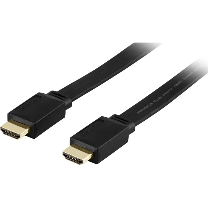 Deltaco fladt HDMI-kabel 10 m, sort