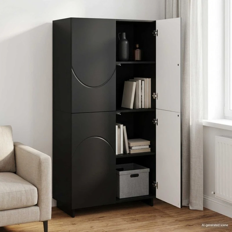 vidaXL Highboard Sort 79 x 41 x 151 cm i konstrueret træ