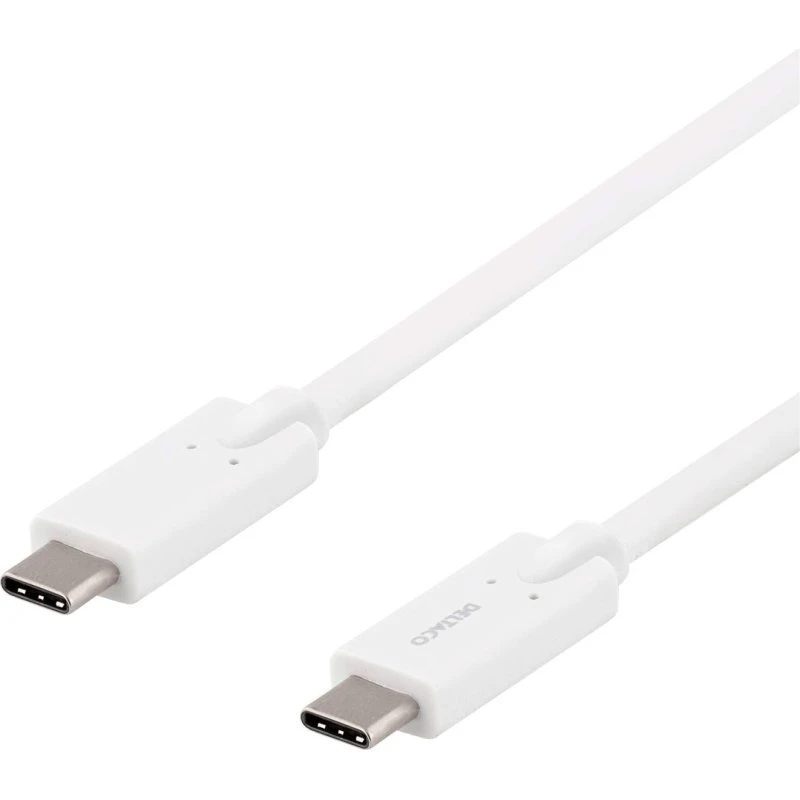 Deltaco USB-C til USB-C kabel 2m 5A 5Gb/s Hvid