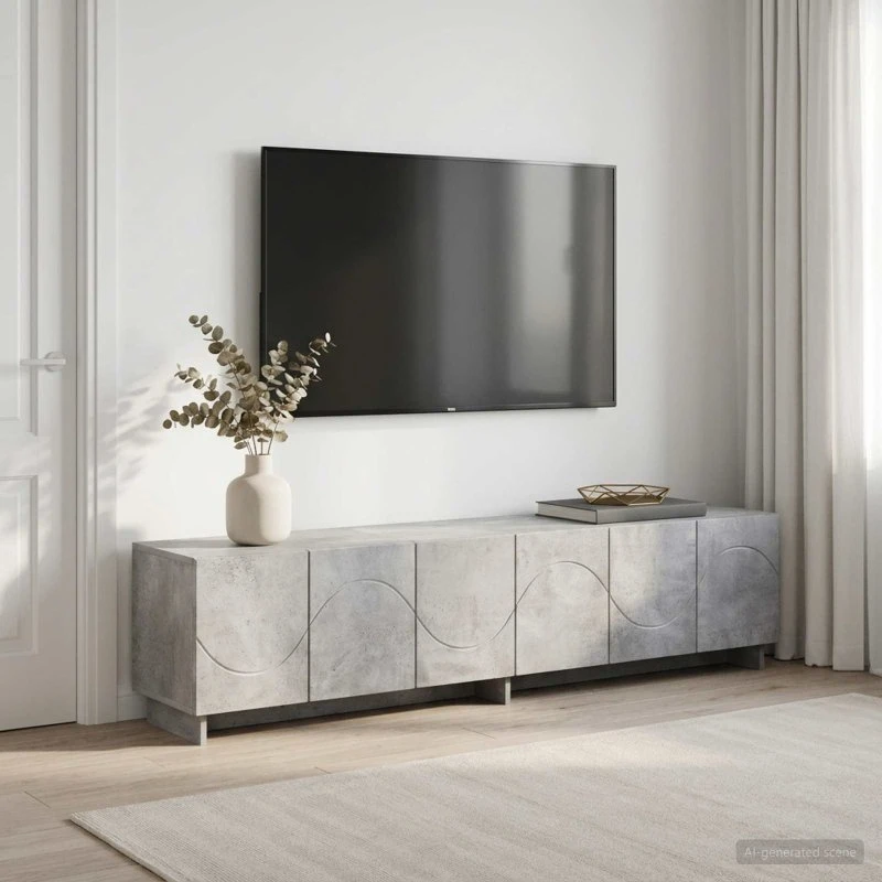 vidaXL TV-bord 180 x 34,5 x 40 cm i betongrå konstrueret træ