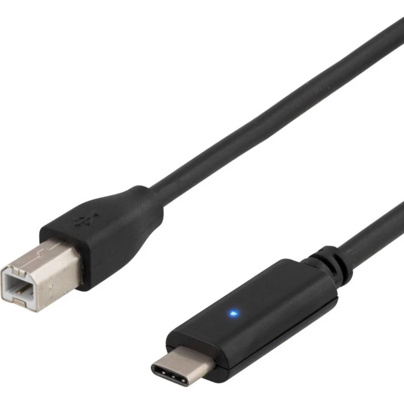 Deltaco USB-C til USB-B kabel 1 m – USB 2.0, sort