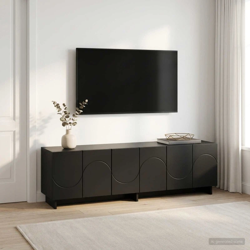 vidaXL TV-bord 140 x 34,5 x 40 cm Sort i konstrueret træ