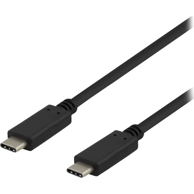 DELTACO USB-C til USB-C kabel 1m, 10Gbps, 100W (sort)