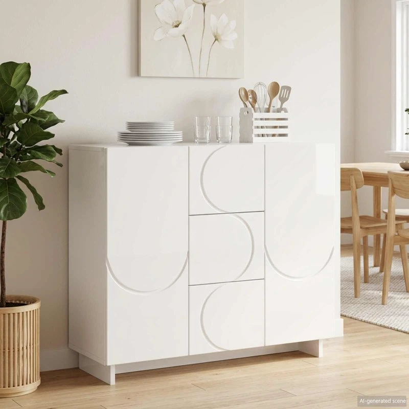 vidaXL Sideboard Hvid Højglans 85,5 x 31 x 75 cm