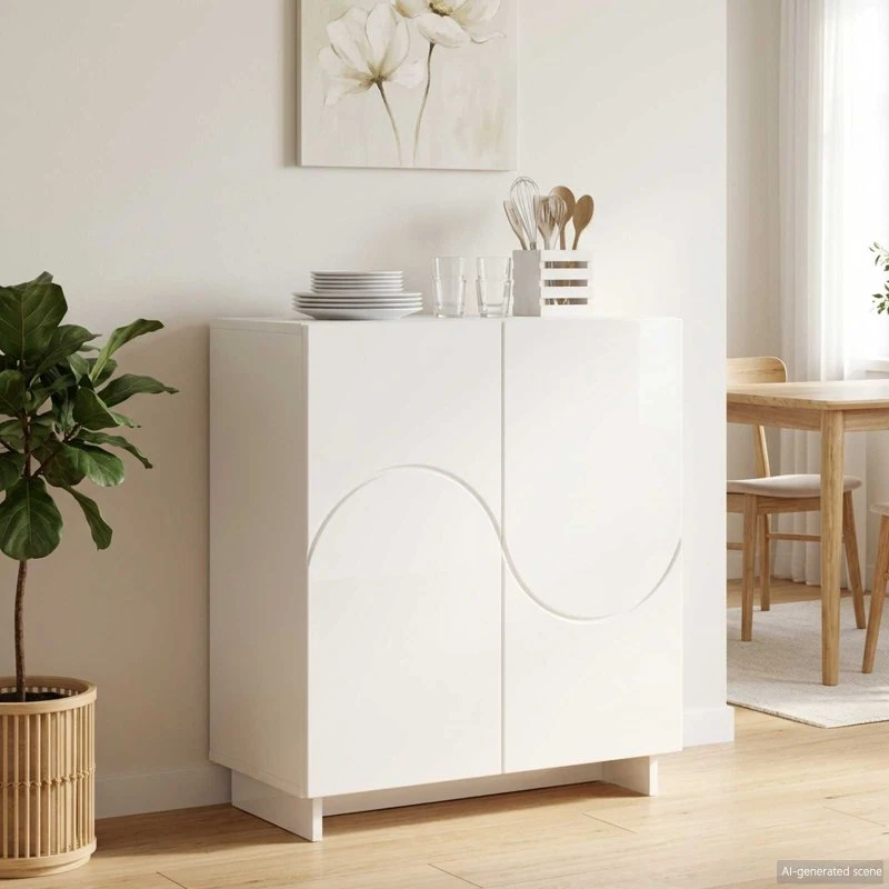 vidaXL Skænk Hvid Højglans 67 x 34,5 x 75 cm