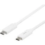 DELTACO USB-C til USB-C-kabel 1 m, USB 3.1 Gen1, E-Marker, 1,5A, hvid