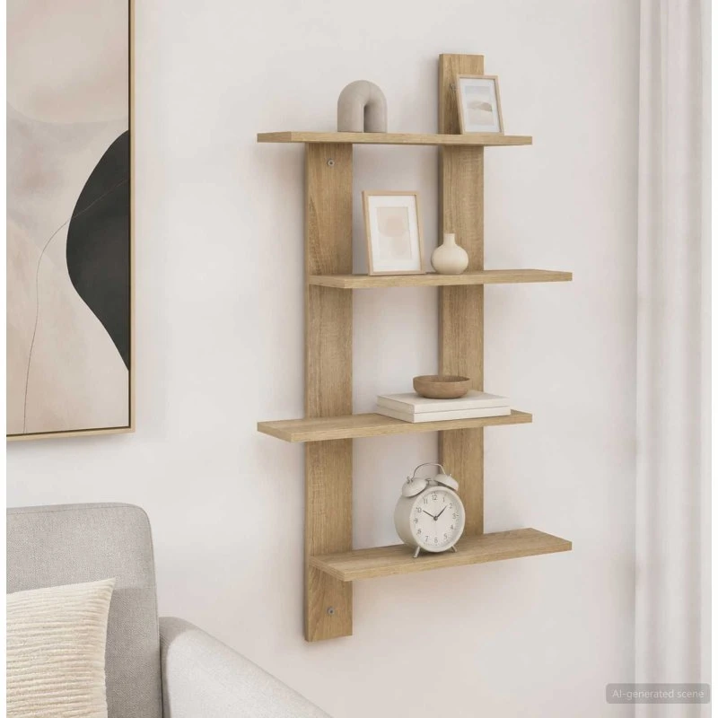 vidaXL Væghylde Sonoma-eg 61 x 13,5 x 105 cm