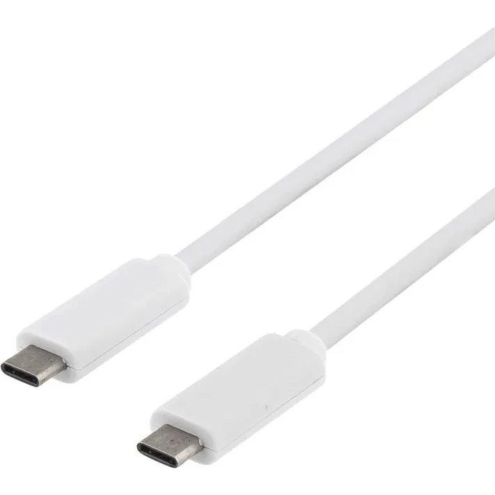 DELTACO USB-C kabel 1 m, USB 3.1 Gen1, 10W, hvid