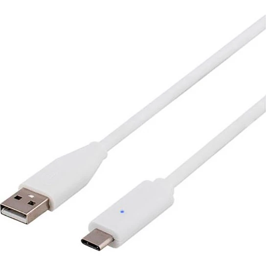 Deltaco USB-C kabel 0,25 m 2A USB-A til USB-C, hvid