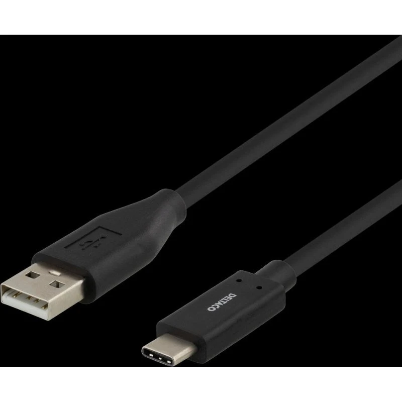 DELTACO USB-C til USB-A kabel 0,5 m, 3A, USB 2.0 – sort