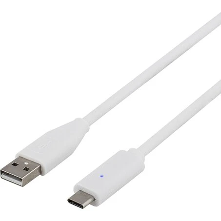 Deltaco USB-A til USB-C kabel 0,5 m, 2A, hvid