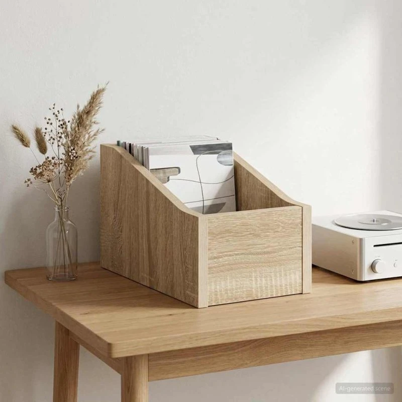 vidaXL LP pladeæske Sonoma-eg, 18 x 32 x 18 cm