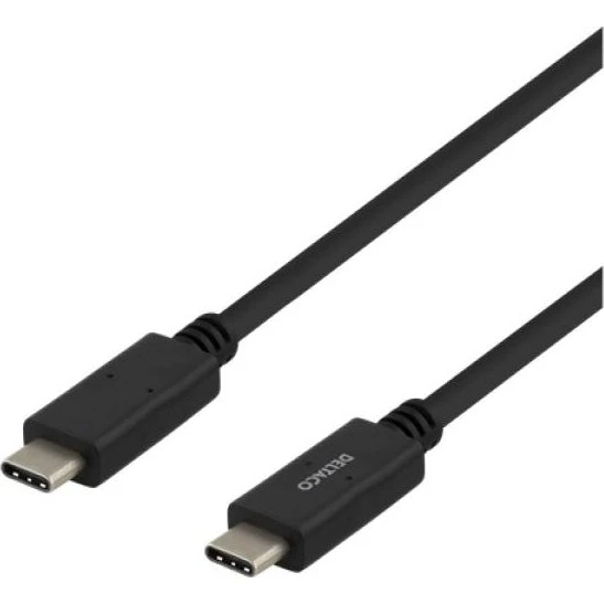 DELTACO USB-C til USB-C kabel 5 Gbit/s 5A 1 m, sort