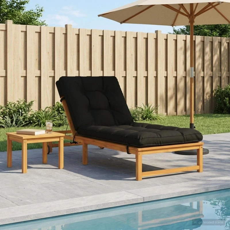 vidaXL Solsengspude VIANEN Sort 200 x 90 x 8 cm