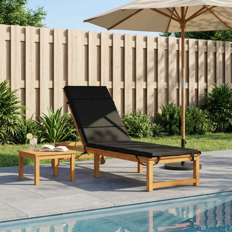 vidaXL Solsengspude GEMERT Sort 200 x 50 x 3 cm