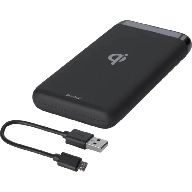Deltaco PB-Q1001 Powerbank 10000mAh Qi 18W (USB-C/USB-A) – Sort