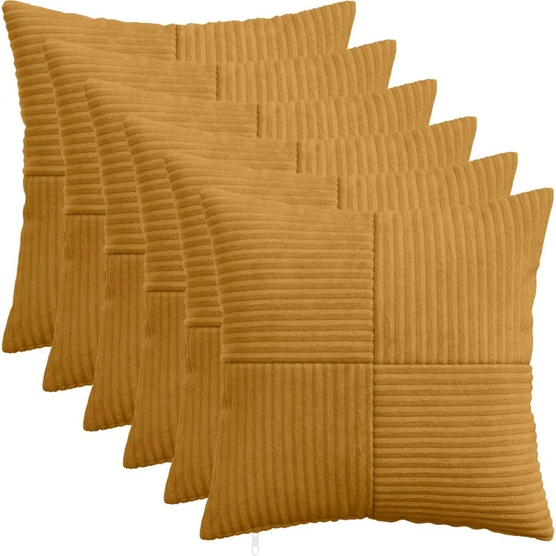 vidaXL ALMELO Pudebetræk 6 stk. 35x35 cm - Gul Cordfløjl