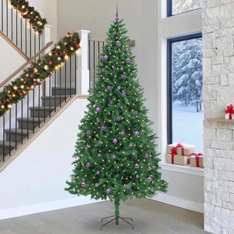vidaXL Kunstigt Juletræ 300 cm Grøn med LED-lys og Kuglesæt