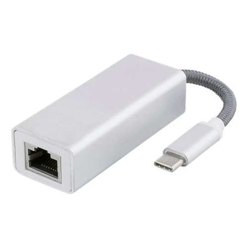 Deltaco USB-C netkort (Gigabit RJ45) – sølv