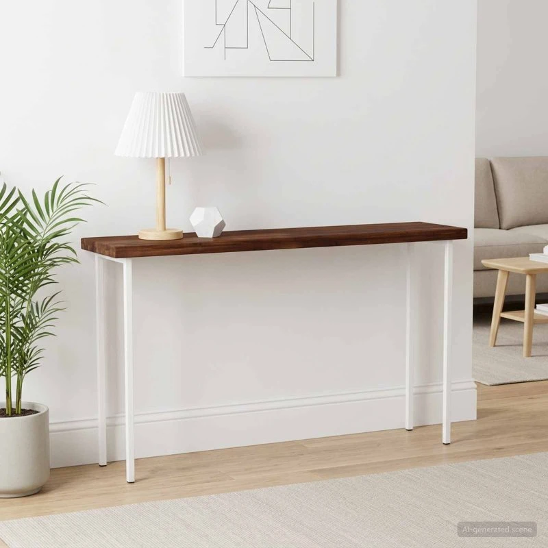vidaXL Rektangulært Bord i Massivt Akacietræ, 110 x 20 cm, Mørkebrun