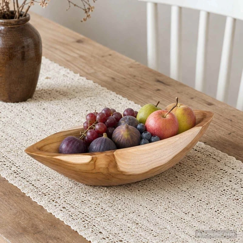 vidaXL JEPARA Frugtskål i massivt teaktræ - Teak Brown, 46x16x11 cm