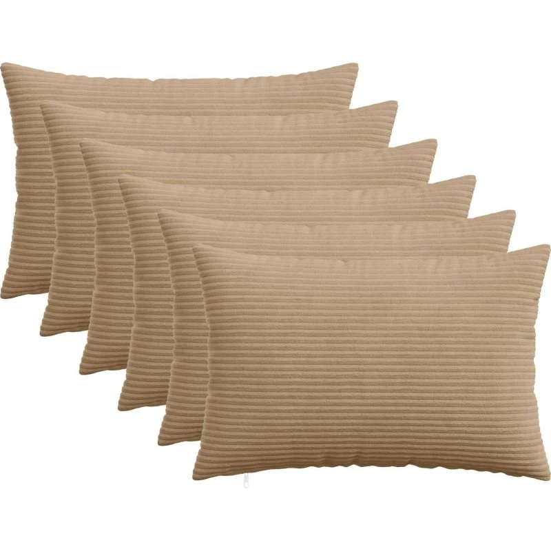 vidaXL HEERLEN Pudebetræk 6 stk. Brun Cordfløjl 40x60 cm