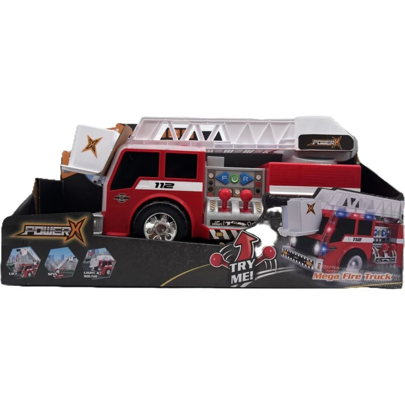 Power X Mega Fire Truck - Elektronisk brandbil med lys og lyd