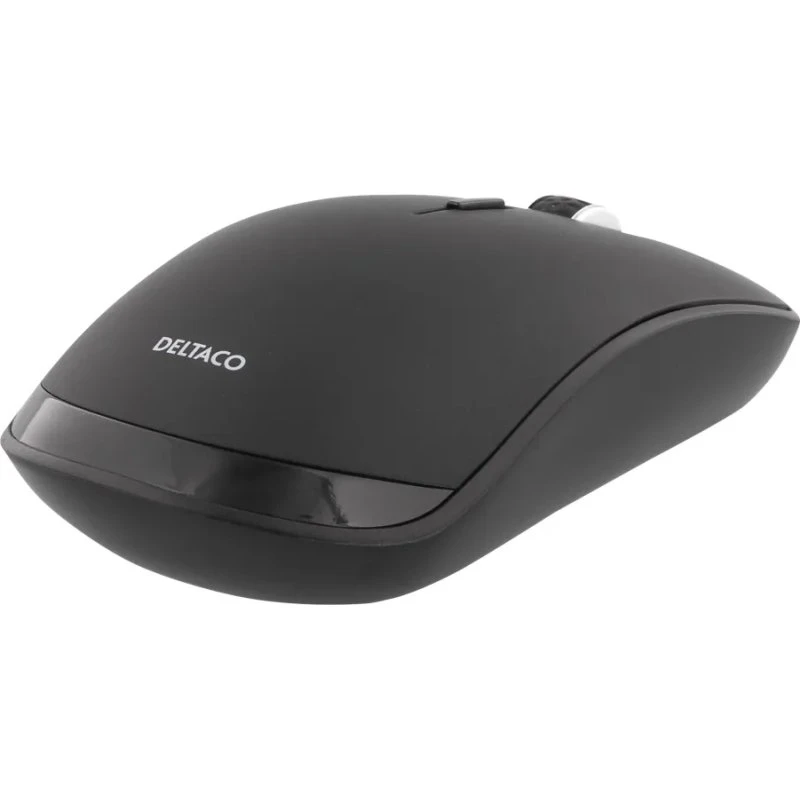 DELTACO Bluetooth lydløs slim-mus, sort, 800–1600 DPI