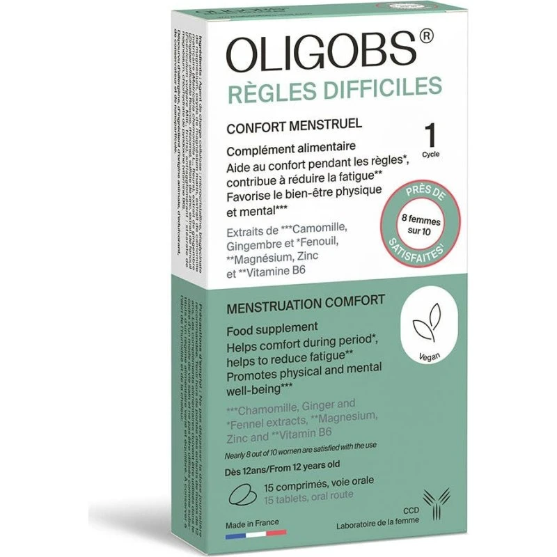 Oligobs Svære Perioder - Menstruationskomfort - 15 tabletter