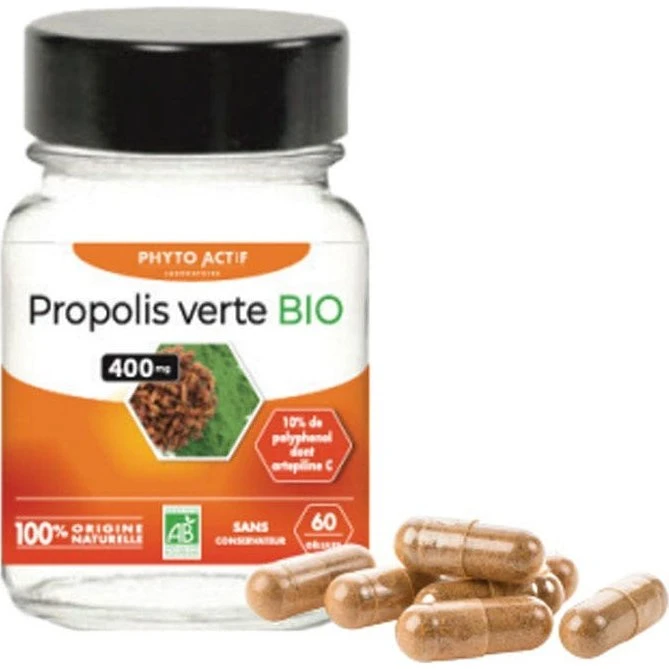 Phyto-Aktiv Grøn Propolis 400 mg (60 kapsler) med Artepillin-C