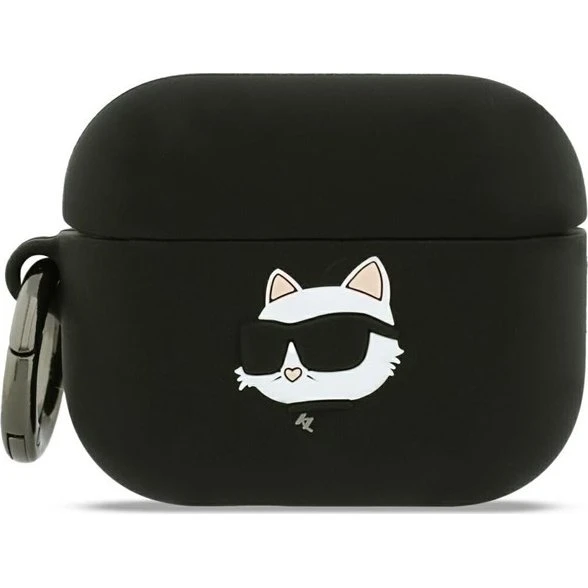 Karl Lagerfeld Choupette Head 3D Silicone Case til AirPods Pro 3 - Sort