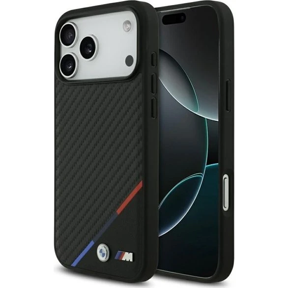 BMW M Carbon Tricolor Line MagSafe Case til iPhone 17 Pro Max - Sort