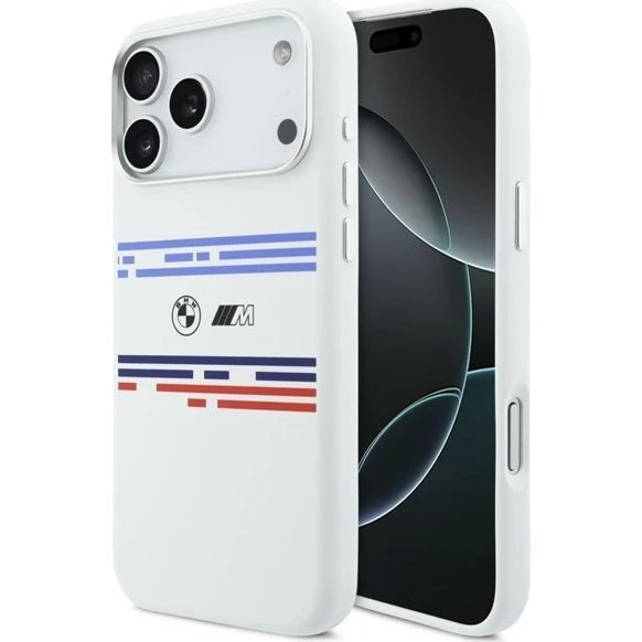 BMW M Silicon Horizontal Line MagSafe Case til iPhone 17 Pro Max - White