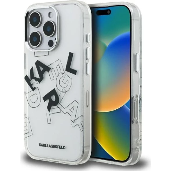 Karl Lagerfeld IML Sketched Graphic Case til iPhone 16 Pro - Clear
