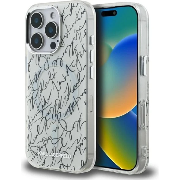 Karl Lagerfeld IML Karl Script MagSafe Case til iPhone 16 Pro - White