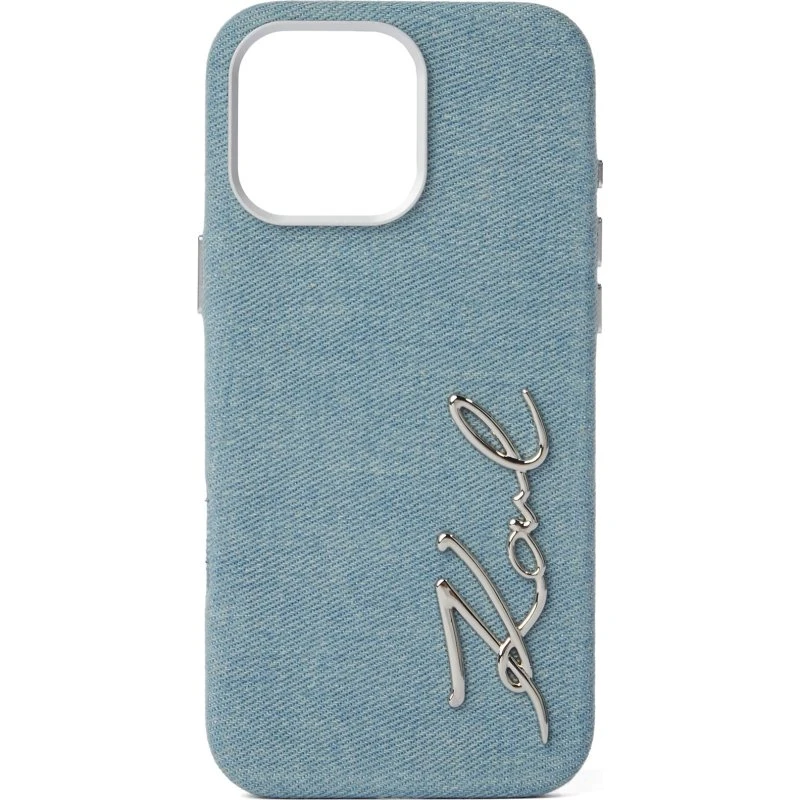 Karl Lagerfeld FW Jeans Signature Logo iPhone 16 Pro Max Case - Blue