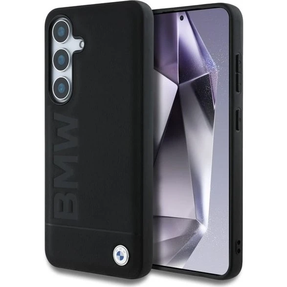 BMW Leather Big Wordmark Case til Samsung Galaxy S25 - Sort