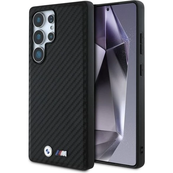 BMW Leather Carbon MagSafe Case til Samsung Galaxy S25 Ultra - Sort