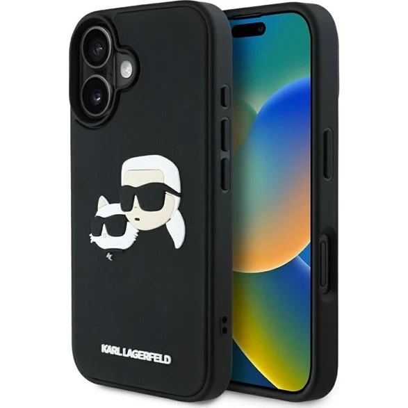 Karl Lagerfeld HC 3D Rubber Double Heads iPhone 16 Case - Sort
