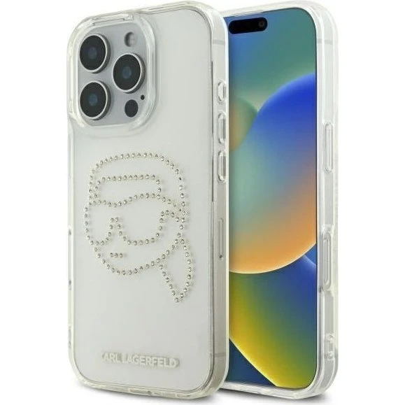 Karl Lagerfeld iPhone 16 Pro Max Transparent Rhinestone Case