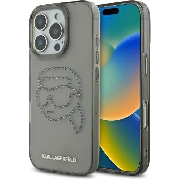 Karl Lagerfeld iPhone 16 Pro Max Hardcase - Black Rhinestones