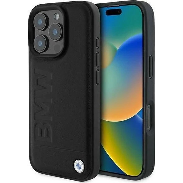 BMW Leather Hot Stamp iPhone 16 Pro Case - Black