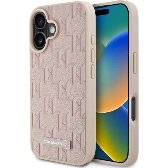 Karl Lagerfeld Hot Stamp MagSafe iPhone 16 Case - Pink