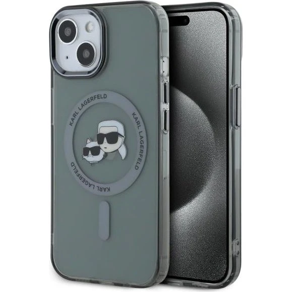 Karl Lagerfeld iPhone 15 MagSafe Hardcase - Karl & Choupette Black