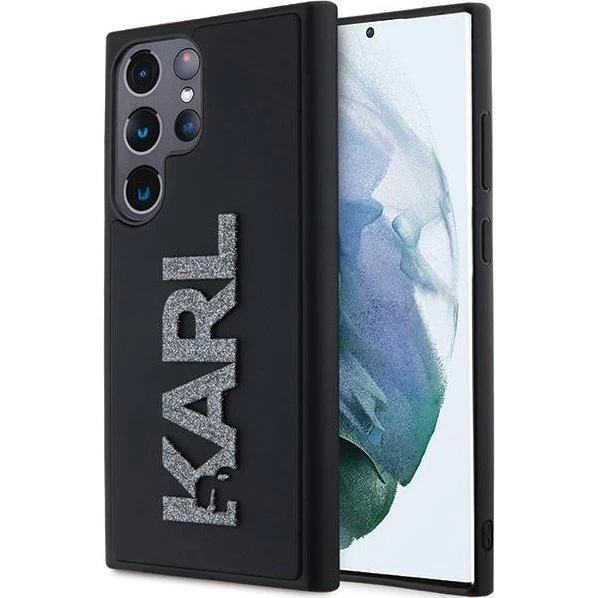 Karl Lagerfeld 3D Rubber Glitter Logo cover til Samsung Galaxy S24 Ultra - Black