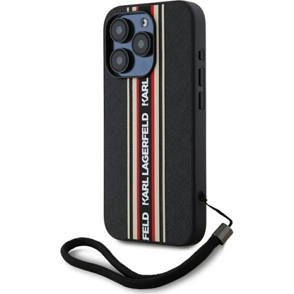 Karl Lagerfeld Saffiano Athleisure Stripes iPhone 15 Pro Max Etui - Rød